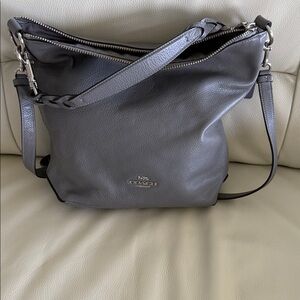 Coach Charcoal Leather Shoulder Bag
